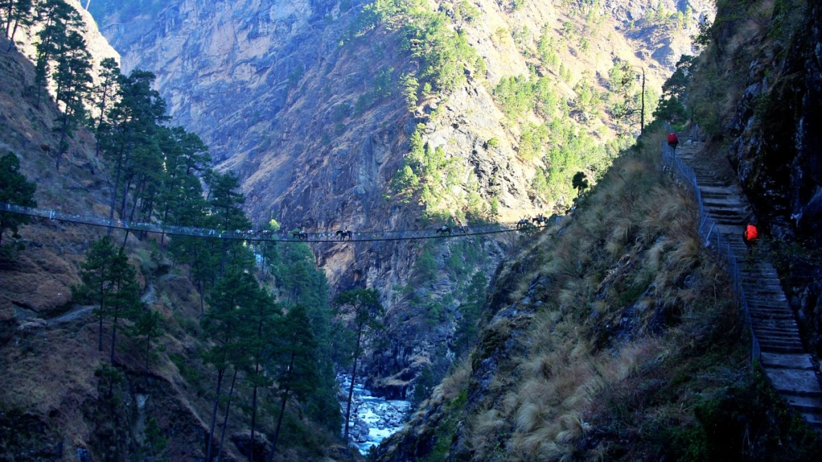 Bridge separating Tsum Valley