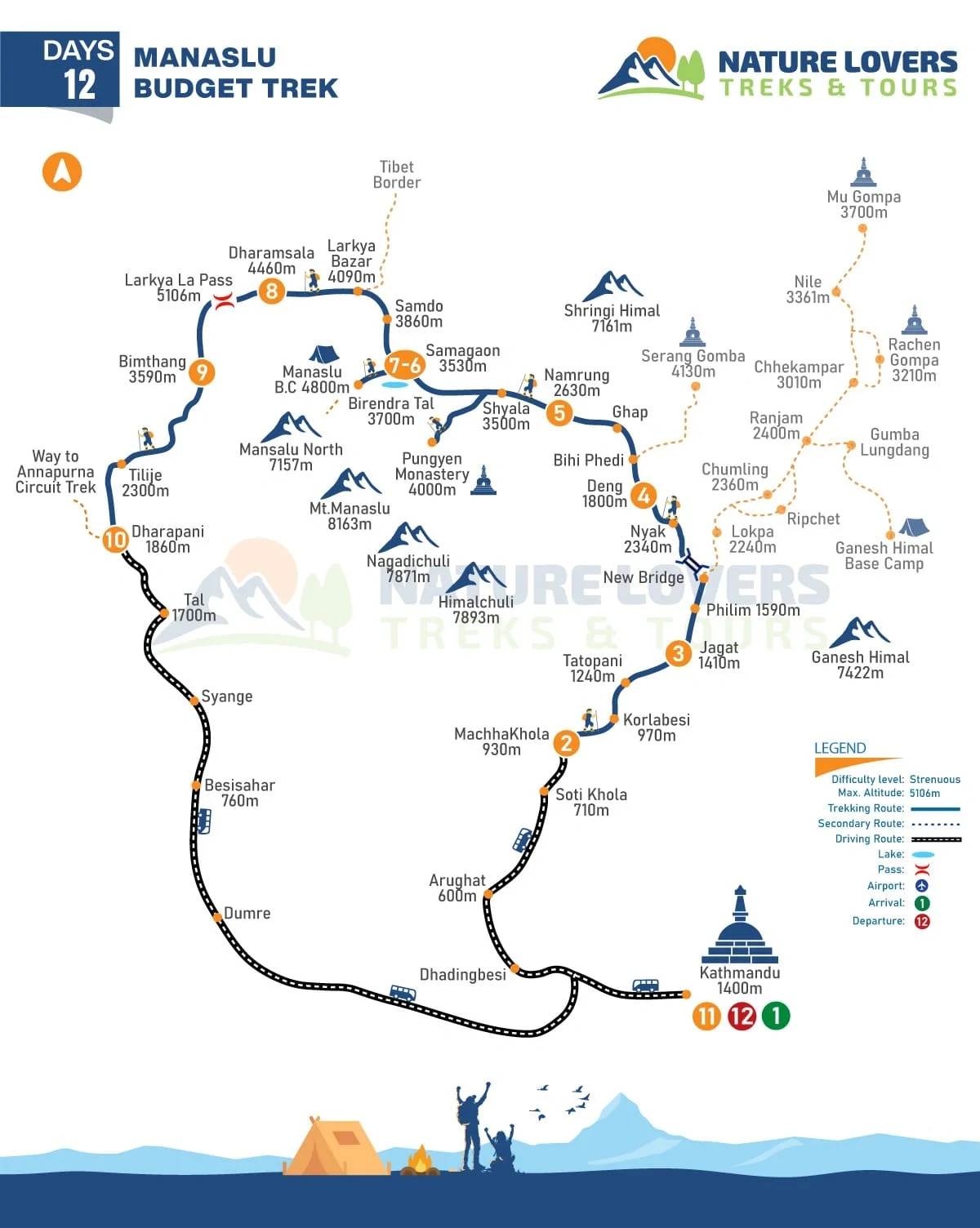 Manaslu-Budget-Trek-12-Days-Route-Map